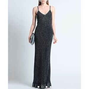M Missoni black metallic shine V neck dress